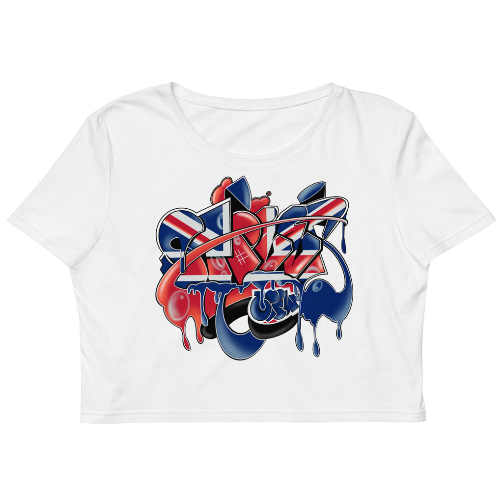 Union Jack Tag Organic Crop Top